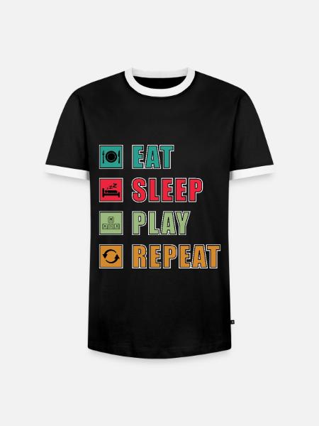 Eat Sleep Gaming Repeat - Männer Kontrast-T-Shirt - Schwarz/Weiß