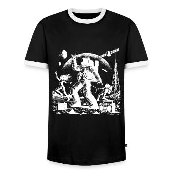 Astronaute dansant sur Mars - T-shirt contrasté Homme - noir/blanc - Devant - AI Model Female 172 light (172cm) & AI Model Male 178 light (178cm)