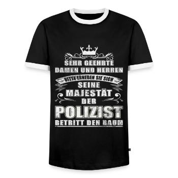 Polizei Polizist Polizisten Spruch - Männer Kontrast-T-Shirt - Schwarz/Weiß - Vorne - AI Model Female 172 light (172cm) & AI Model Male 178 light (178cm)