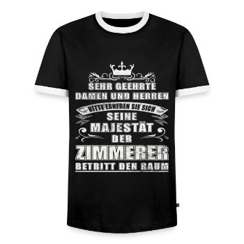 Seine Majestät der Zimmerer - Männer Kontrast-T-Shirt - Schwarz/Weiß - Vorne - AI Model Female 172 light (172cm) & AI Model Male 178 light (178cm)