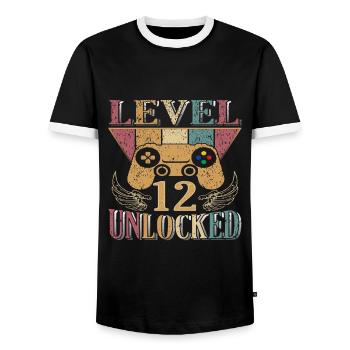 12. Geburtstag Gamer 12 Jahre - Männer Kontrast-T-Shirt - Schwarz/Weiß - Vorne - AI Model Female 172 light (172cm) & AI Model Male 178 light (178cm)
