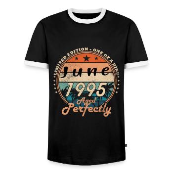 1995 Juin 1995 Jubilé Juin 1995 Juin - T-shirt contrasté Homme - noir/blanc - Devant - AI Model Female 172 light (172cm) & AI Model Male 178 light (178cm)