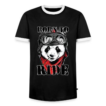 Born To Ride - Men's Ringer Shirt - black/white - Front - AI Model Female 172 light (172cm) & AI Model Male 178 light (178cm)