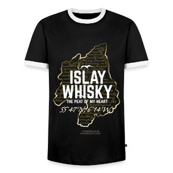 Whisky Islay Peat of my Heart Gold Look Design - Männer Kontrast-T-Shirt - Schwarz/Weiß - Vorne - AI Model Female 172 light (172cm) & AI Model Male 178 light (178cm)