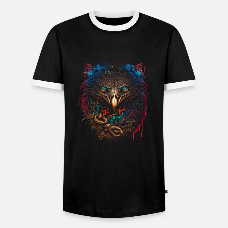 Adler | Adlerkopf | Eagle | 3D Effekt - Männer Kontrast-T-Shirt - Schwarz/Weiß