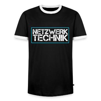 Netzwerk Technik - Männer Kontrast-T-Shirt - Schwarz/Weiß - Vorne - AI Model Female 172 light (172cm) & AI Model Male 178 light (178cm)