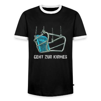 Kirmes Karussell Geht zur Kirmes - Männer Kontrast-T-Shirt - Schwarz/Weiß - Vorne - AI Model Female 172 light (172cm) & AI Model Male 178 light (178cm)