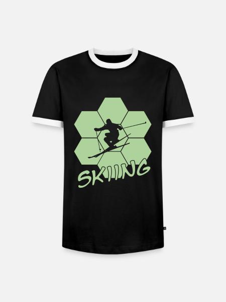 Skifahren, Skiing, Ski - Männer Kontrast-T-Shirt - Schwarz/Weiß