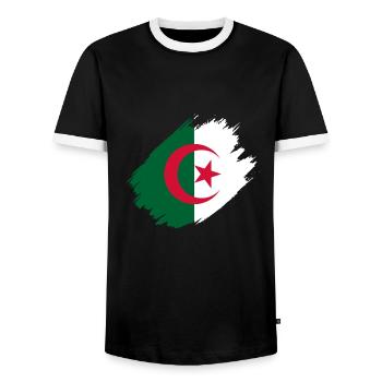Flag of Algeria - Men's Ringer Shirt - black/white - Front - AI Model Female 172 light (172cm) & AI Model Male 178 light (178cm)