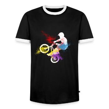 Bmx Freestyle - Men's Ringer Shirt - black/white - Front - AI Model Female 172 light (172cm) & AI Model Male 178 light (178cm)