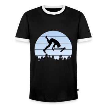 freestyle scooter - Men's Ringer Shirt - black/white - Front - AI Model Female 172 light (172cm) & AI Model Male 178 light (178cm)
