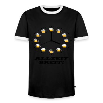 Allzeit Breit! (Bier / Uhr / Besoffen / Betrunken) - Männer Kontrast-T-Shirt - Schwarz/Weiß - Vorne - AI Model Female 172 light (172cm) & AI Model Male 178 light (178cm)
