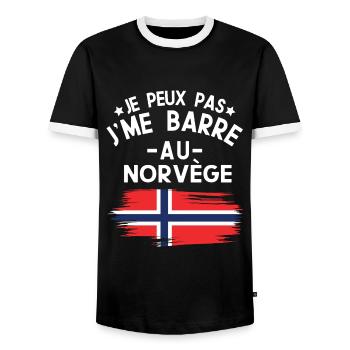 Je Peux Pas J'me Barre Au Norvège Vacances - T-shirt contrasté Homme - noir/blanc - Devant - AI Model Female 172 light (172cm) & AI Model Male 178 light (178cm)