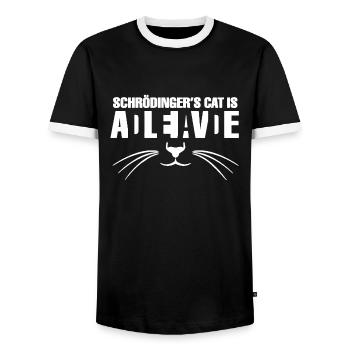Schrödinger's cat - Men's Ringer Shirt - black/white - Front - AI Model Female 172 light (172cm) & AI Model Male 178 light (178cm)