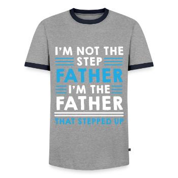 Step Father Steped up - Fête des Pères - T-shirt contrasté Homme - gris/marine  - Devant - AI Model Female 172 light (172cm) & AI Model Male 178 light (178cm)