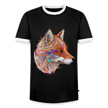 Fuchs Fuchsmotiv Tiere Geschenk Kunst Tiermotiv - Männer Kontrast-T-Shirt - Schwarz/Weiß - Vorne - AI Model Female 172 light (172cm) & AI Model Male 178 light (178cm)