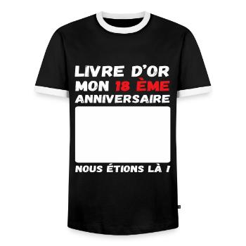 Livre d' or mon 18 ème anniversaire cadeau - T-shirt contrasté Homme - noir/blanc - Devant - AI Model Female 172 light (172cm) & AI Model Male 178 light (178cm)