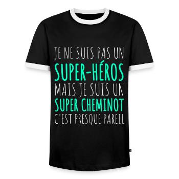 Super cheminot humour conducteur de train cadeau - T-shirt contrasté Homme - noir/blanc - Devant - AI Model Female 172 light (172cm) & AI Model Male 178 light (178cm)