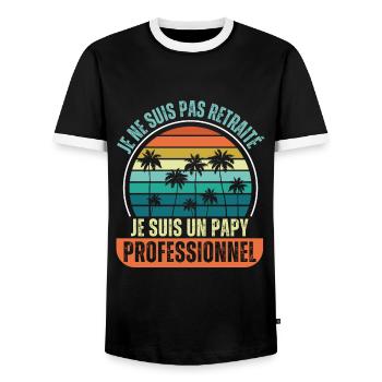 Papy retraité humour retraite cadeau vintage - T-shirt contrasté Homme - noir/blanc - Devant - AI Model Female 172 light (172cm) & AI Model Male 178 light (178cm)