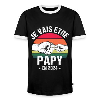 Je vais être papy en 2024 cadeau naissance vintage - T-shirt contrasté Homme - noir/blanc - Devant - AI Model Female 172 light (172cm) & AI Model Male 178 light (178cm)