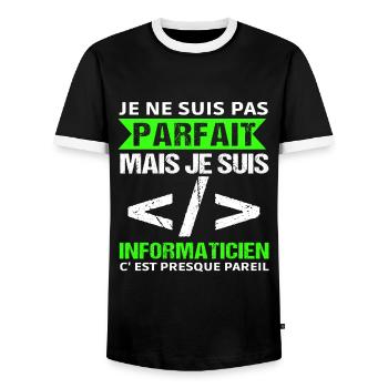 Humour Geek Cadeau Informaticien Programmeur - T-shirt contrasté Homme - noir/blanc - Devant - AI Model Female 172 light (172cm) & AI Model Male 178 light (178cm)