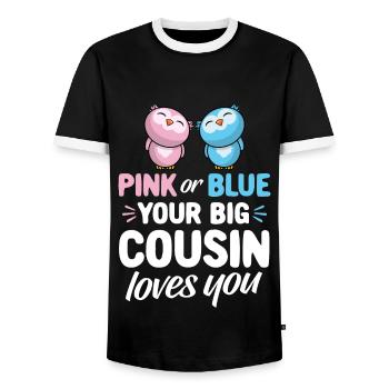 Rose ou bleu votre grand cousin vous aime - hiboux - T-shirt contrasté Homme - noir/blanc - Devant - AI Model Female 172 light (172cm) & AI Model Male 178 light (178cm)