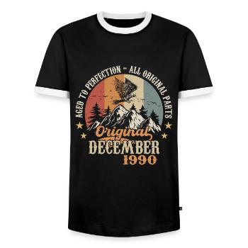 Décembre 1990 Jubilé 1990 Légendes Décembre - T-shirt contrasté Homme - noir/blanc - Devant - AI Model Female 172 light (172cm) & AI Model Male 178 light (178cm)
