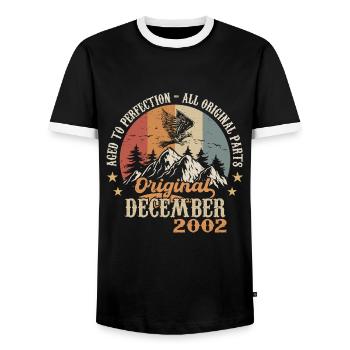 December 2002 Jubilee 2002 Legends December - Men's Ringer Shirt - black/white - Front - AI Model Female 172 light (172cm) & AI Model Male 178 light (178cm)
