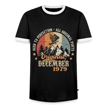 Décembre 1979 Jubilé 1979 Légendes Décembre - T-shirt contrasté Homme - noir/blanc - Devant - AI Model Female 172 light (172cm) & AI Model Male 178 light (178cm)