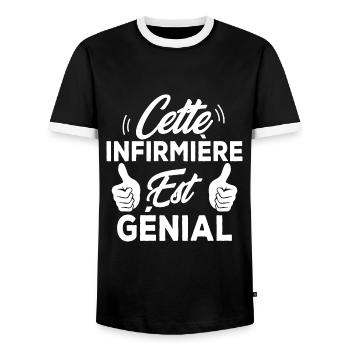 Cette infirmière est génial - T-shirt contrasté Homme - noir/blanc - Devant - AI Model Female 172 light (172cm) & AI Model Male 178 light (178cm)