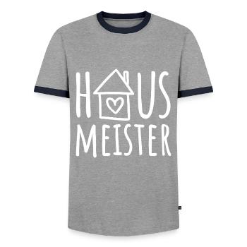 Hausmeister - Männer Kontrast-T-Shirt - Grau/Navy  - Vorne - AI Model Female 172 light (172cm) & AI Model Male 178 light (178cm)