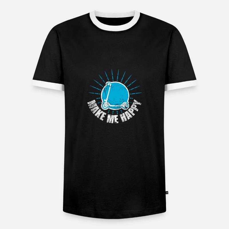 Tretroller Elektroroller Rollerfahrer - Männer Kontrast-T-Shirt - Schwarz/Weiß