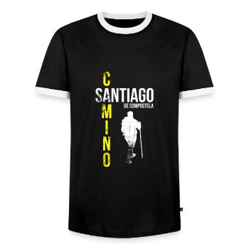 Camino de Santiago Pilgrims - Men's Ringer Shirt - black/white - Front - AI Model Female 172 light (172cm) & AI Model Male 178 light (178cm)