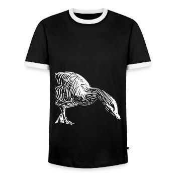 Cool Duck Goose Duck Keeper Hobby - Men's Ringer Shirt - black/white - Front - AI Model Female 172 light (172cm) & AI Model Male 178 light (178cm)