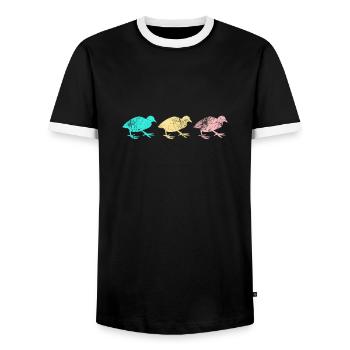 Cute dwarf quail earth quail gift - Men's Ringer Shirt - black/white - Front - AI Model Female 172 light (172cm) & AI Model Male 178 light (178cm)