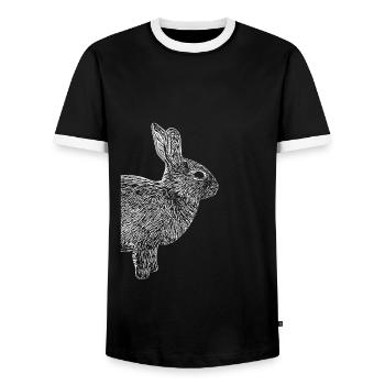 Rabbit Dwarf Rabbit - Men's Ringer Shirt - black/white - Front - AI Model Female 172 light (172cm) & AI Model Male 178 light (178cm)