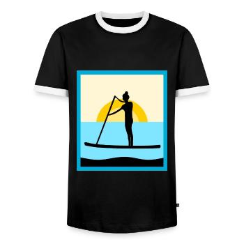 Stand Up Paddling cadeau illustration mer - T-shirt contrasté Homme - noir/blanc - Devant - AI Model Female 172 light (172cm) & AI Model Male 178 light (178cm)