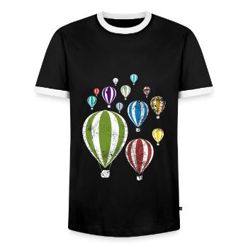 Ballons colorés Ballons à air chaud cadeau - T-shirt contrasté Homme - noir/blanc - Devant - AI Model Female 172 light (172cm) & AI Model Male 178 light (178cm)