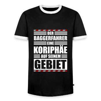 Excavator driver construction site - Men's Ringer Shirt - black/white - Front - AI Model Female 172 light (172cm) & AI Model Male 178 light (178cm)