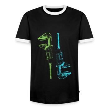 Rétro Vintage Outil Clé à molette - T-shirt contrasté Homme - noir/blanc - Devant - AI Model Female 172 light (172cm) & AI Model Male 178 light (178cm)