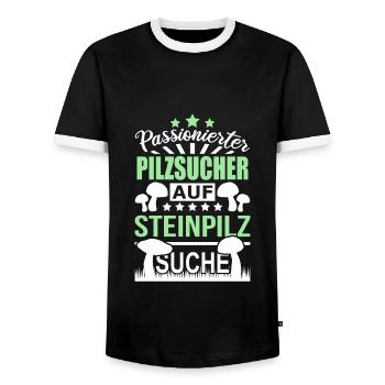 Pilzsucher Pilze Sammeln Steinpilze - Männer Kontrast-T-Shirt - Schwarz/Weiß - Vorne - AI Model Female 172 light (172cm) & AI Model Male 178 light (178cm)