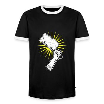 Hackbeil Kuechenbeil Geschenk - Männer Kontrast-T-Shirt - Schwarz/Weiß - Vorne - AI Model Female 172 light (172cm) & AI Model Male 178 light (178cm)