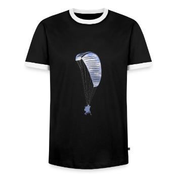 Gleitschirm Paraglider Pilot - Männer Kontrast-T-Shirt - Schwarz/Weiß - Vorne - AI Model Female 172 light (172cm) & AI Model Male 178 light (178cm)