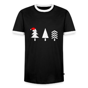 Tannenbaum Weihnachtsmann Weihnachtsbaum Baum - Männer Kontrast-T-Shirt - Schwarz/Weiß - Vorne - AI Model Female 172 light (172cm) & AI Model Male 178 light (178cm)