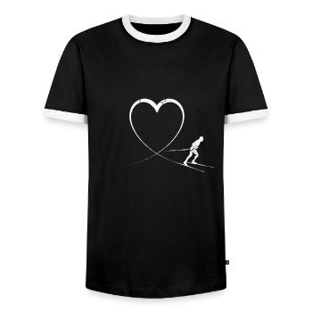 Coeur de ski de fond - T-shirt contrasté Homme - noir/blanc - Devant - AI Model Female 172 light (172cm) & AI Model Male 178 light (178cm)