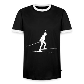 Biathlet Biathlon Skifahren - Männer Kontrast-T-Shirt - Schwarz/Weiß - Vorne - AI Model Female 172 light (172cm) & AI Model Male 178 light (178cm)