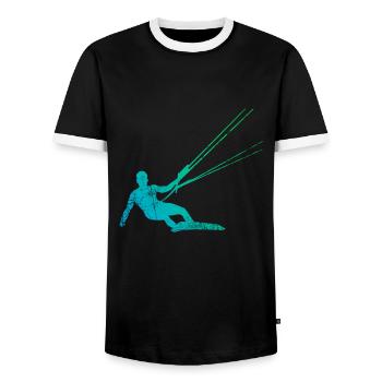 Kitesurfen Kiteboarder - Männer Kontrast-T-Shirt - Schwarz/Weiß - Vorne - AI Model Female 172 light (172cm) & AI Model Male 178 light (178cm)