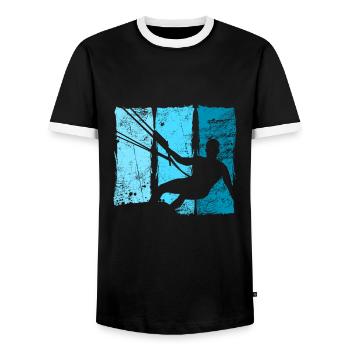 Kiteboard - Men's Ringer Shirt - black/white - Front - AI Model Female 172 light (172cm) & AI Model Male 178 light (178cm)