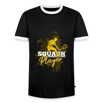 squash - Men's Ringer Shirt - black/white - Front - AI Model Female 172 light (172cm) & AI Model Male 178 light (178cm)