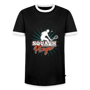 squash - Men's Ringer Shirt - black/white - Front - AI Model Female 172 light (172cm) & AI Model Male 178 light (178cm)